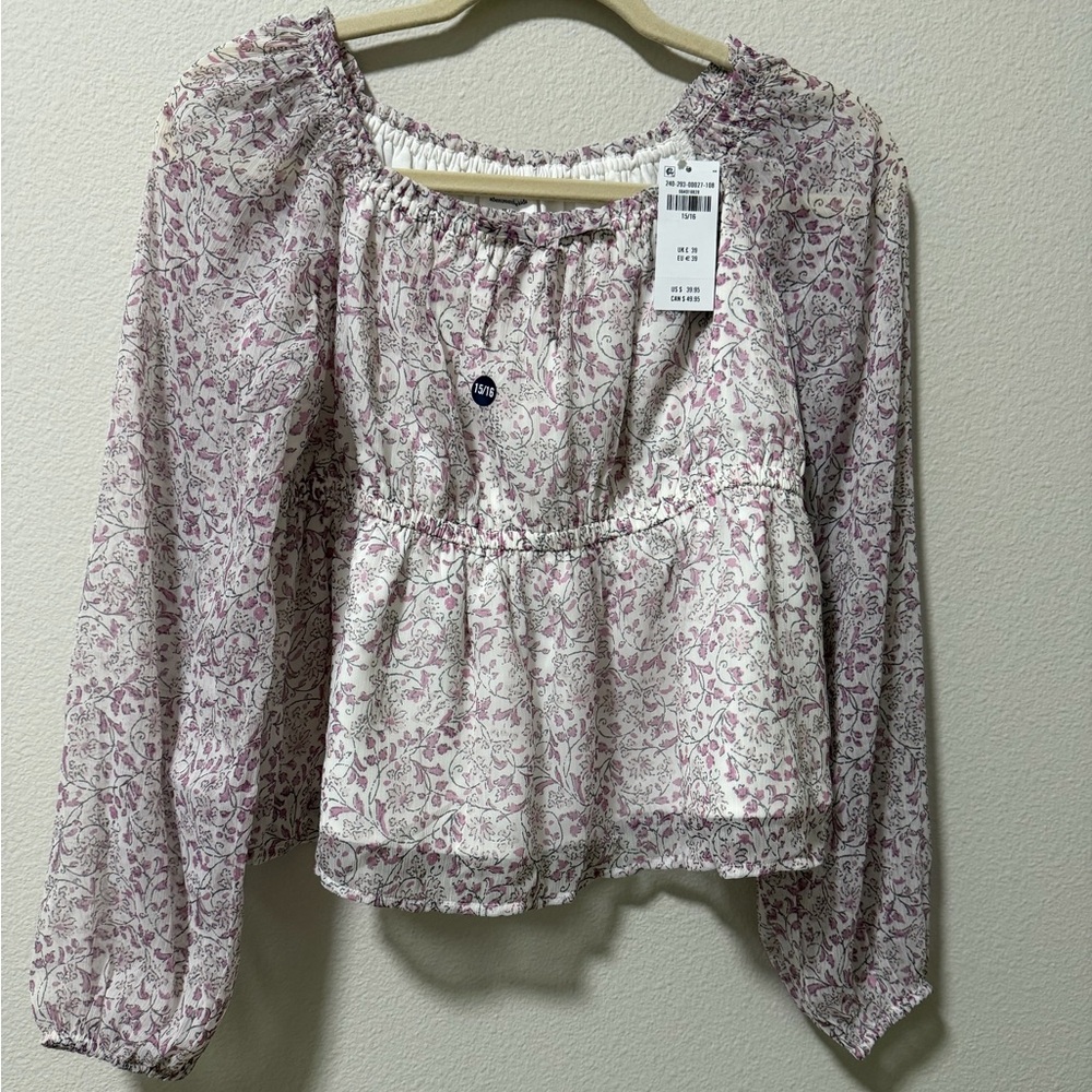 Abercrombie Kids Pink and Cream Floral Blouse